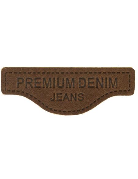 Premium leather sew-on label for denim - Dark brown