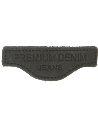 Premium leather sew-on label for denim - Black