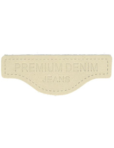 Premium leather sew-on label for denim - Beige