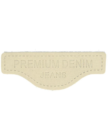 Premium leather sew-on label for denim - Beige