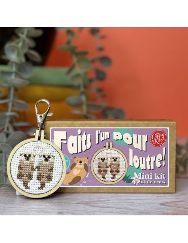 Mini cross-stitch embroidery kit - Made for each otter!