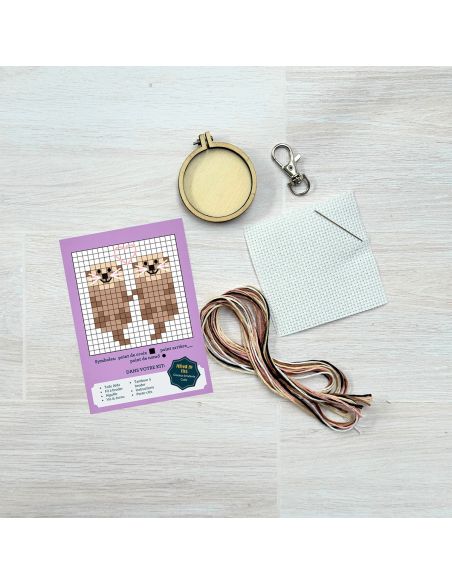 Mini cross-stitch embroidery kit - Made for each otter!