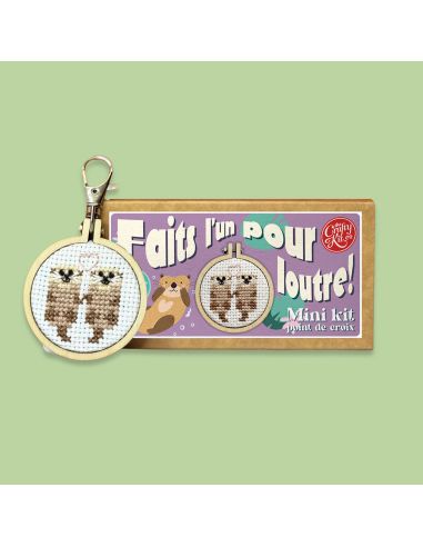 Mini cross-stitch embroidery kit - Made for each otter!