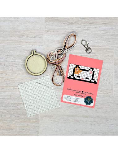 Mini cross-stitch embroidery kit - we are purrfect for each other
