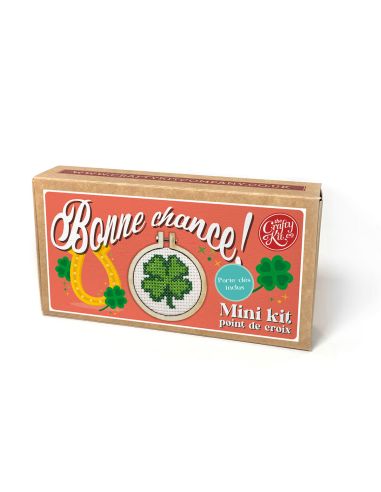 Mini cross-stitch embroidery kit - Good luck!