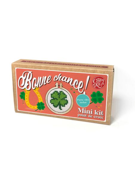 Mini cross-stitch embroidery kit - Good luck!