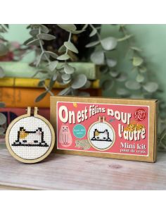 Mini cross-stitch embroidery kit - we are purrfect for each other