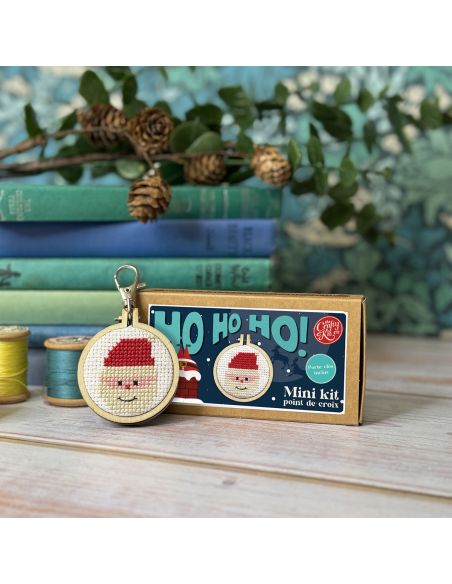 Mini cross-stitch embroidery kit - Ho Ho Ho!