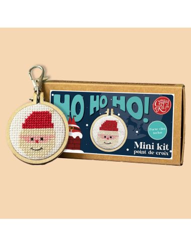 Mini cross-stitch embroidery kit - Ho Ho Ho!