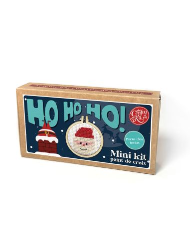 Mini cross-stitch embroidery kit - Ho Ho Ho!