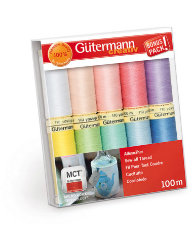 Set of 10 Gütermann polyester sewing threads - Pastel