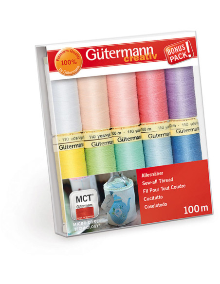 Set of 10 Gütermann polyester sewing threads - Pastel