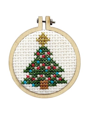 Mini cross-stitch embroidery kit - O Christmas Tree
