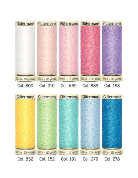 Set of 10 Gütermann polyester sewing threads - Pastel