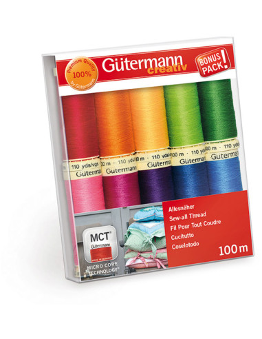 Set of 10 Gütermann polyester sewing threads - Bright