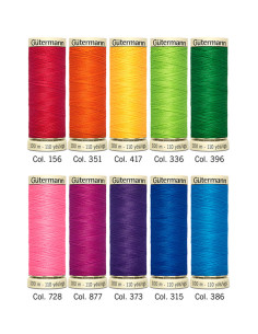Set of 10 Gütermann polyester sewing threads - Bright 2