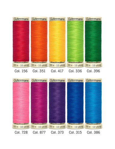 Set of 10 Gütermann polyester sewing threads - Bright