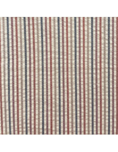 Fine striped seersucker fabric - Peach and toffee 2