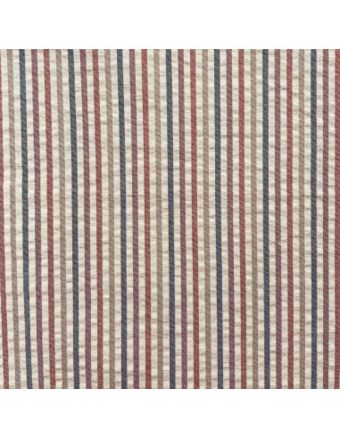 Fine striped seersucker fabric - Peach and toffee