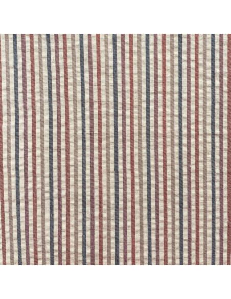 Fine striped seersucker fabric - Peach and toffee