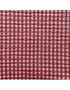 Plaid Seersucker Fabric - Bordeaux and Tea Rose 2