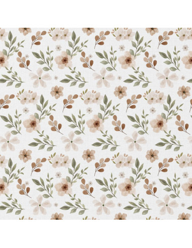 Cotton poplin fabric - Zada white and natural