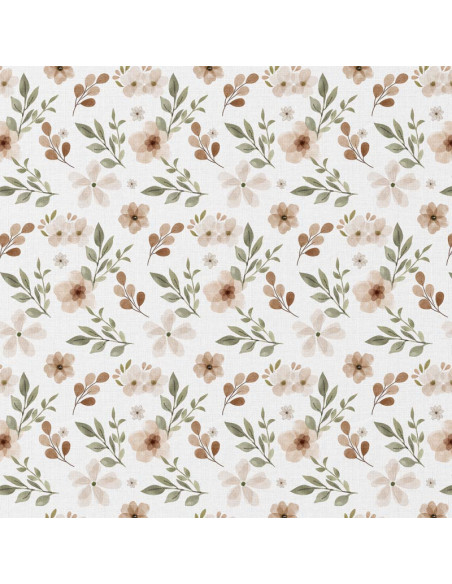 Cotton poplin fabric - Zada white and natural