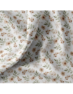 Cotton poplin fabric - Zada white and natural