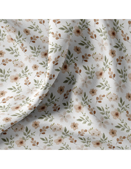 Cotton poplin fabric - Zada white and natural