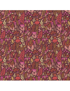 Cotton poplin fabric - Malvina chocolate and pink 2