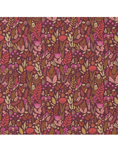 Cotton poplin fabric - Malvina chocolate and pink