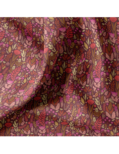 Cotton poplin fabric - Malvina chocolate and pink