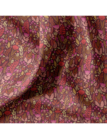 Cotton poplin fabric - Malvina chocolate and pink