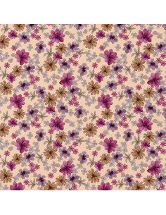 Cotton poplin fabric - Violet and peach Aster 2