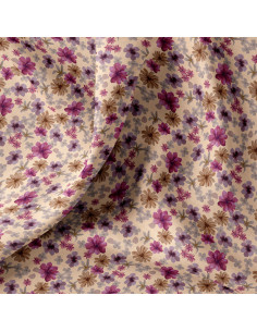 Cotton poplin fabric - Violet and peach Aster