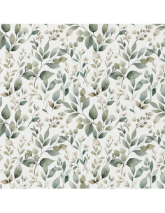 Cotton poplin fabric - Luara white and green 2