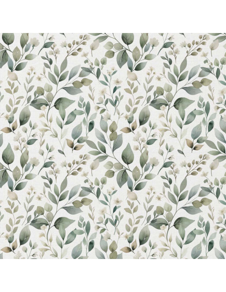 Cotton poplin fabric - Luara white and green