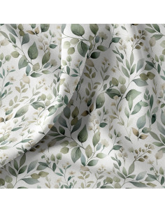 Cotton poplin fabric - Luara white and green