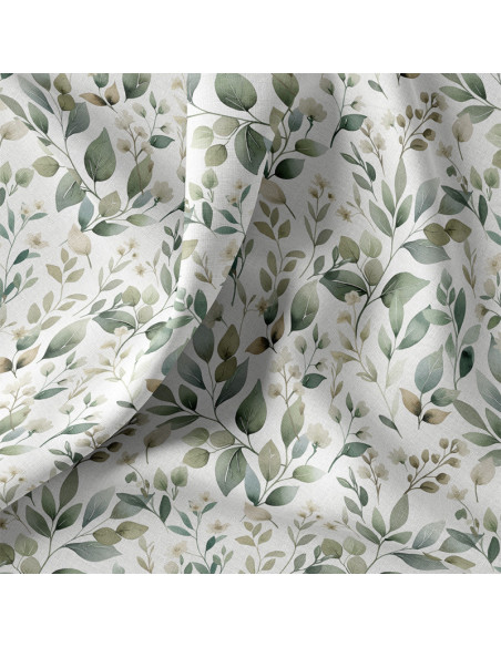Cotton poplin fabric - Luara white and green