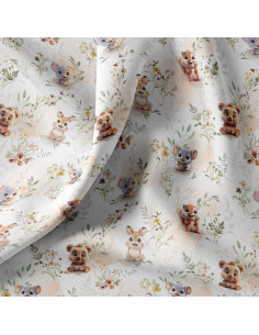 Cotton poplin fabric - Zamours white and natural