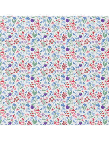 Cotton poplin fabric - Céline white and blue