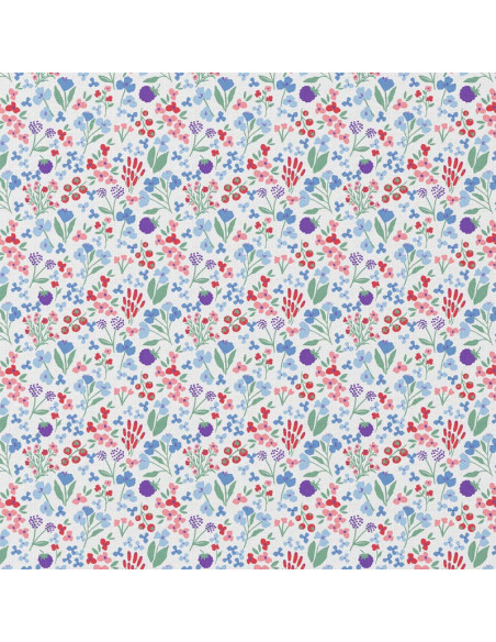 Cotton poplin fabric - Céline white and blue