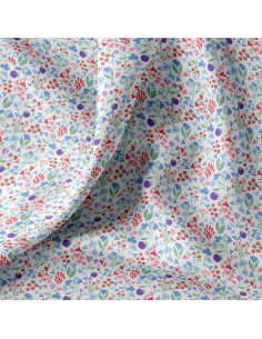 Cotton poplin fabric - Céline white and blue
