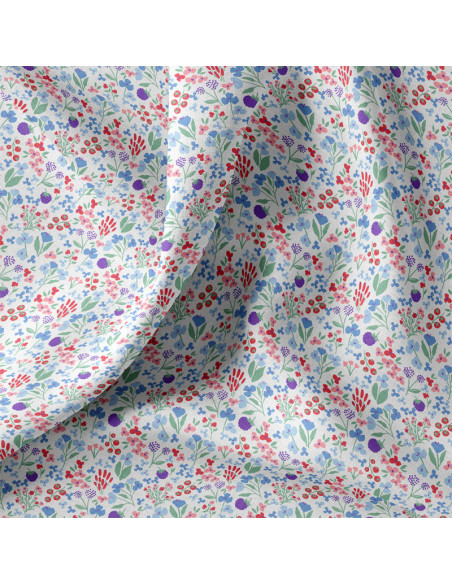 Cotton poplin fabric - Céline white and blue