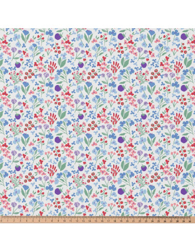 Cotton poplin fabric - Céline white and blue