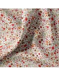 Cotton poplin fabric - Hortense ecru and red