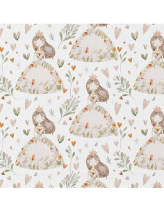 Cotton poplin fabric - Niouchka white and pink 2