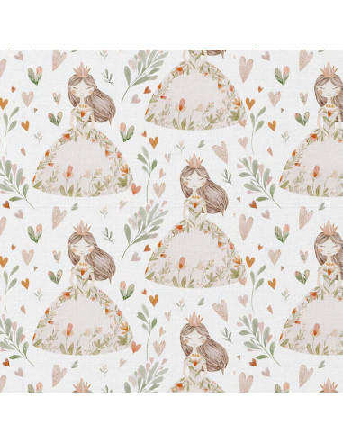 Cotton poplin fabric - Niouchka white and pink