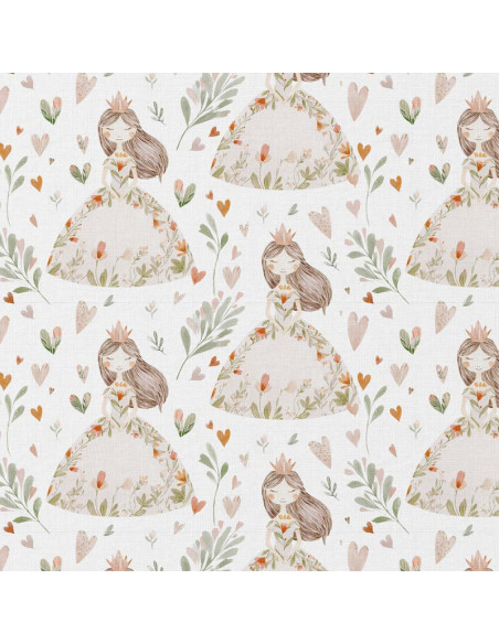 Cotton poplin fabric - Niouchka white and pink
