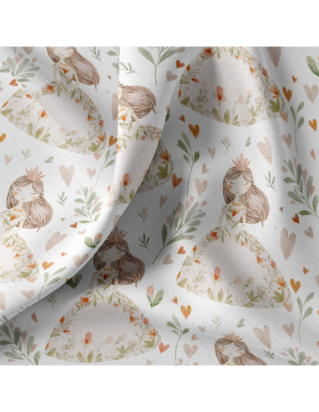 Cotton poplin fabric - Niouchka white and pink